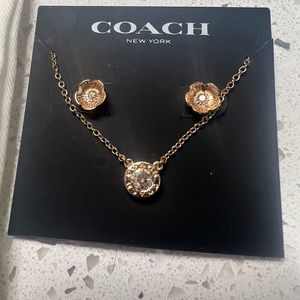 Coach necklace and earring set gold